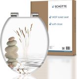 SCHÜTTE WELLNESS WC-bril met softclosemechanisme, van hout, toiletbril met wc-deksel, houten kern, toiletdeksel met motief (maximale belasting van de wc-bril 150 kg), wit