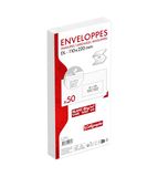 Clairefontaine 10965C - Pakket van 50 witte enveloppen DL-110x220mm - Zelfklevend - 80g/m² - Venster van kristalhelder papier 45x100 (positie 20/20)