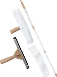 Urban Living Raamwisser met telescoopsteel - 5-delig - 128 cm - beige