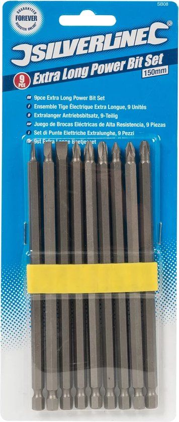 Silverline Extra Lange Schroevendraaier Bit Set - 9-Delig - 150mm