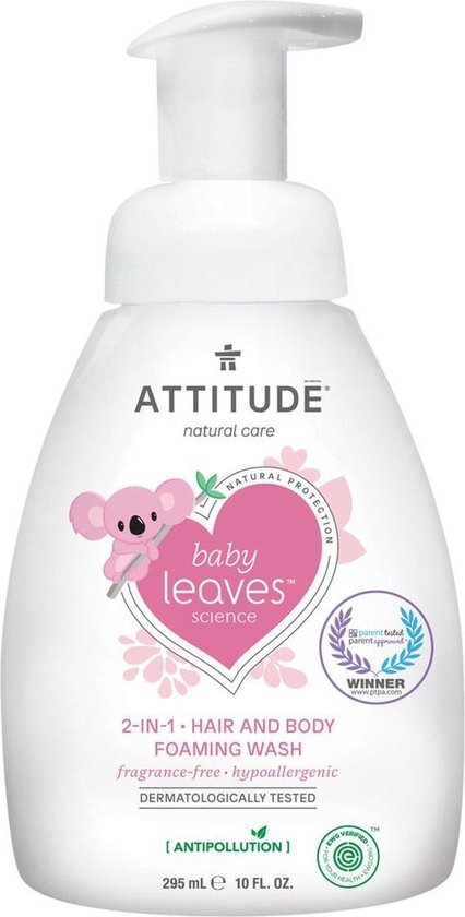 Attitude 2 in 1 shampoo en body wash - Geurvrij en hypoallergeen - Natuurlijke baby shampoo - Natuurlijke kindershampoo