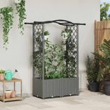VidaXL Verhoogd bed met trellis en dak lichtgrijs 125 x 40 x 138 cm pp