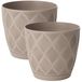 Form Plastic Pot de fleurs New Age - 2x - plastique - beige - D13 x H12 cm - avec soucoupe - rond