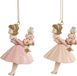Viv! Christmas Goodwill M&G Kerstornament - meisjes met macaron kus - set van 2 - roze - 9cm