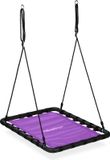 Relaxdays Nestschommel 77 x 103 cm voor kinderen en volwassenen, in hoogte verstelbaar, tot 100 kg, hangschommel, paars/zwart