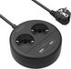 Multiprise avec 2 prises et 2 USB - Protection contre les surtensions - Support mural - Gain de place - Noir