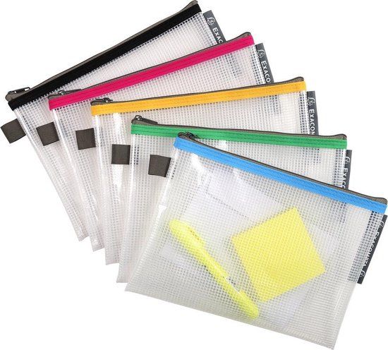 Exacompta 34140E Zachte etui EVA (Ethyleen-vinyl-acetaat), Polypropyleen (PP) Zwart, Blauw, Groen, Rood, Transparant, Geel