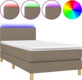 vidaXL Boxspringbed met matras en LED-verlichting, taupekleurig, 90x190 cm, gestoffeerd