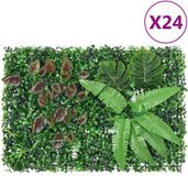 vidaXL Hek met kunstplanten 24 st 40x60 cm groen