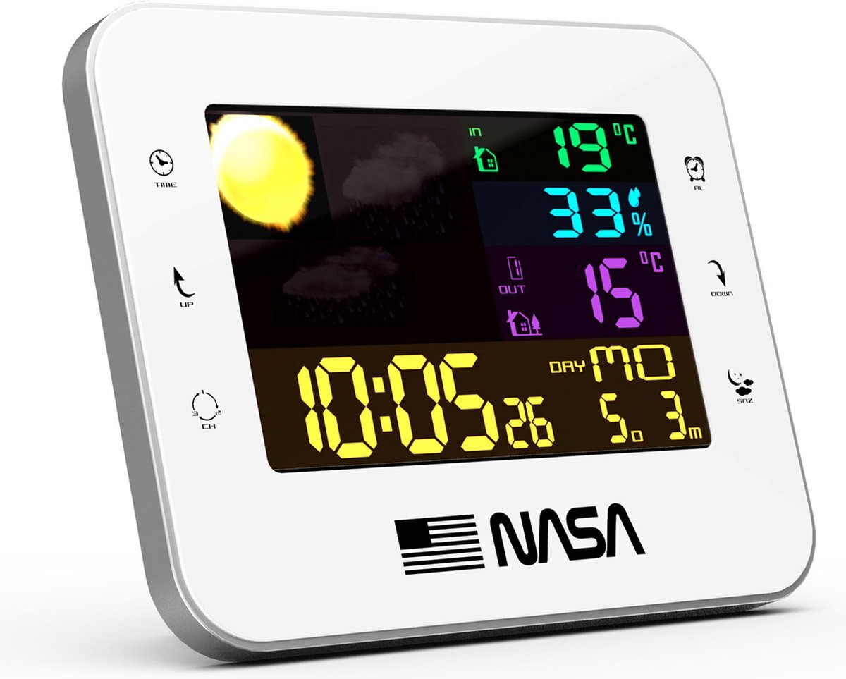 Nasa weerstation 7 in 1 kleur Wit | 6" LCD-scherm - Voor binnen en buiten |