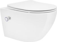LuxeBath Keramisch wandcloset, 54 cm lang, randloos met bidet, nano-dichting & soft-close