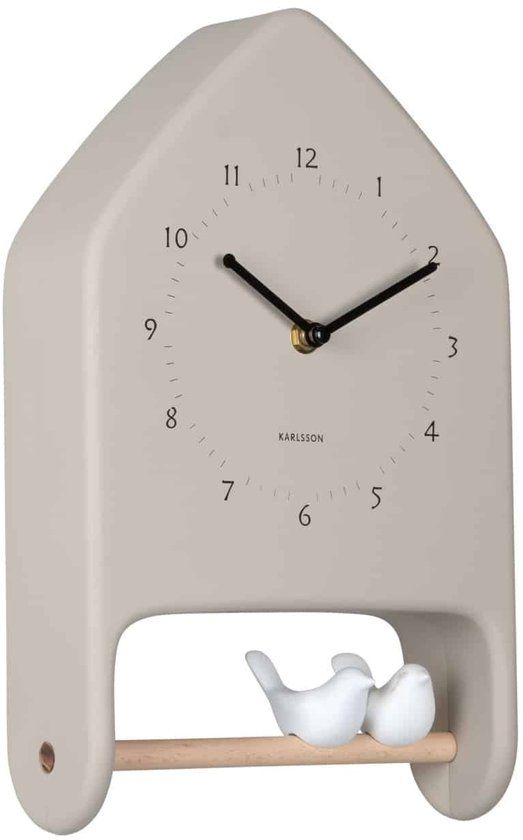 Karlsson Wandklok Love Birds - Warmgrijs