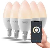 Calex Lampe LED intelligente - Ensemble de 5 pièces - E14 - Lampe bougie LED Wifi - Lumière blanc chaud
