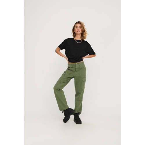 ONLY ONLMALFY High Waist Straight Fit Trousers - Kaki