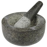 Jade Temple steenvijzel met stamper, in set, effectieve en eenvoudige vijzels, van massief graniet met een diameter van 15,5 cm en 8 cm hoogte