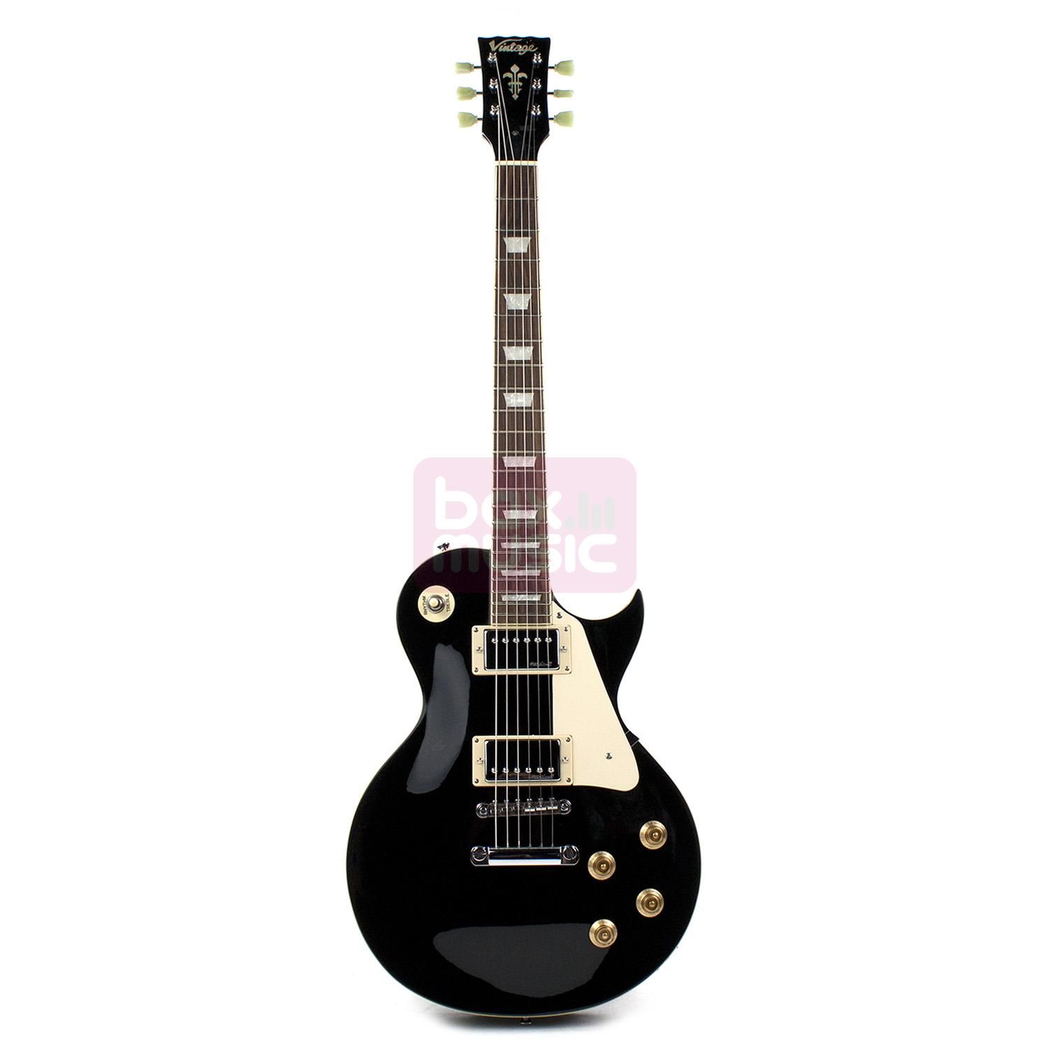 Vintage V100BLK elektrische gitaar zwart - 5051548021656