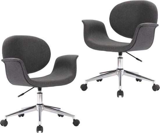 vidaXL Eetkamerstoelen - Draaibaar - Set van 2 - Grijs