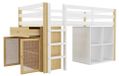 Lit enfant Lit enfant avec deux lits - Lit enfant multifonctionnel - 90 x 200 cm - Bois massif - 2 tiroirs de rangement - Échelle - Sans matelas - Naturel/Blanc