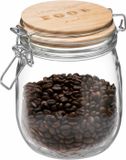 5Five Weckpot/voorraadpot - 0,75L - glas - houten deksel en beugelsluiting