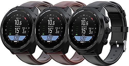 Chainfo Genuine Leather Watch Strap compatibel met Suunto 9/7 / D5i / TRAVERSE/Spartan Sport Wrist HR Baro, Leather Sweatproof Band With Secure Metal Buckle (3-Pack J)