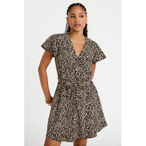 Cache Cache mini jurk met ceintuur en panterprint - bruin