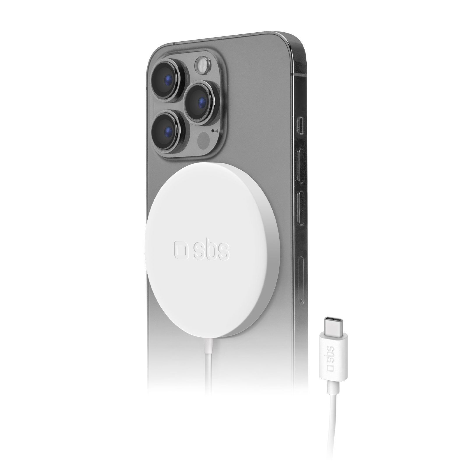 SBS Mag Smartphone Wit USB Draadloos Opladen Snel Opladen 15W