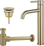 FortiFura Calvi Wastafelkraanset - Geborsteld Messing (Goud)