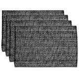 Sweet Home Collection Trends Two Tone 100% Katoen Geweven Placemat (4 Pack), 13" x 19", Zwart