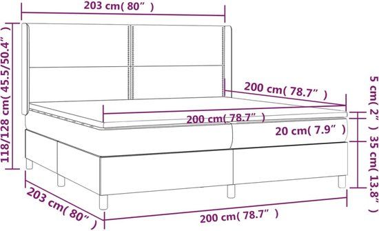 vidaXL Boxspring bed met matras - stof - donkergrijs - 200x200 cm
