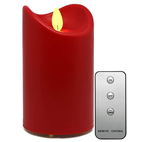 TRONJE LED outdoor kaars - 13cm stompkaars rood met timer en afstandsbediening - beweegbare vlam - IP44 UV hittebestendig