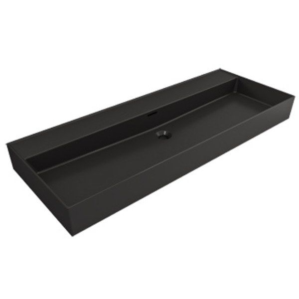 Plieger Kansas wastafel zonder kraangaten met overloop 120x45cm matzwart 271083 0271083