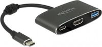 DeLOCK Premium USB-C naar HDMI, USB-A en USB-C PD adapter met DP Alt Mode (4K 30 Hz) / zwart - 0,20 meter