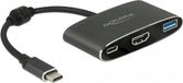 DeLOCK Premium USB-C naar HDMI, USB-A en USB-C PD adapter met DP Alt Mode (4K 30 Hz) / zwart - 0,20 meter