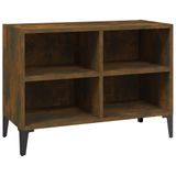 vidaXL TV-meubel met metalen poten 69,5x30x50 cm gerookt eikenkleurig