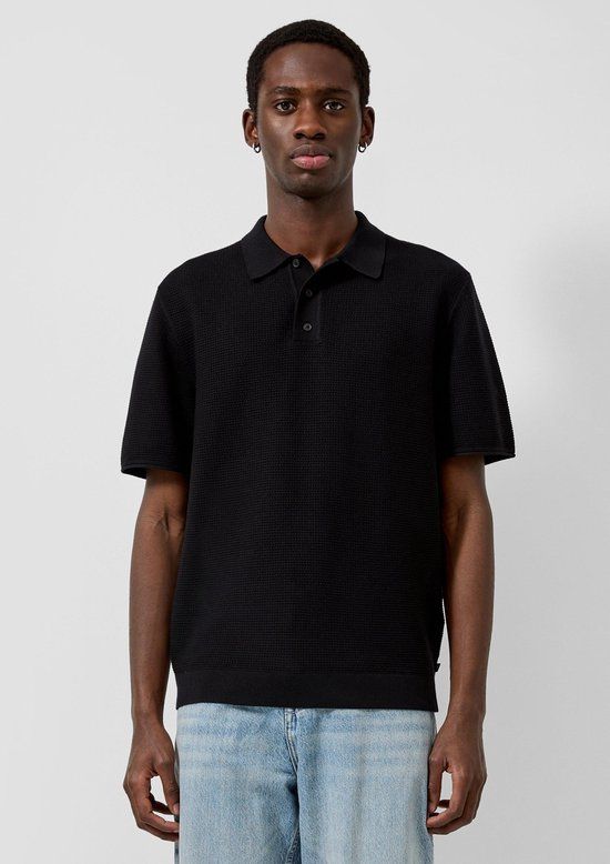 s.Oliver Zwart Polo-shirt Korte Mouw Katoen/Polyamide S