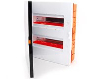 Zekeringkast, verdeelkast, inbouw, kleine verdeler, verdeler met waterpas, 24 modules, 2-rijen, IP40, IK07