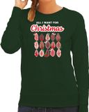 Bellatio Decorations foute kersttrui/sweater voor dames - All I want for Christmas - vagina - groen XS