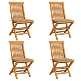 VidaXL Tuinstoelen 6 stuks met beige kussens massief teakhout