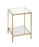 HAKU Bijzettafel goud metaal salontafel veiligheidsglas 5 mm spiegel 5 mm - Maat: B 39 cm x H 55 cm x D 39 cm, Stijl: Art Deco