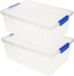 PLASTICFORTE Opbergbox met deksel - 4x stuks - 9 liter - transparant - kunststof