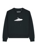 Watapparel Sweatshirt 'Fly me to the moon' zwart / wit