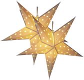 Merkloos / Sans marque Koopman International Verlichte kerstster - 2x - wit - 60 cm - op batterijen - 10 leds warm wit - papier - kerstversiering