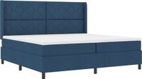 vidaXL LED Box Spring Bed with Headboard Blue 200 x 200 cm Fabric