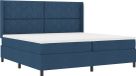 vidaXL LED Box Spring Bed with Headboard Blue 200 x 200 cm Fabric