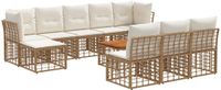 vidaXL - Bank loungeset - 10 zitplekken - Polyester - Natuurlijk en crème wit