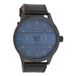 OOZOO Timepieces - Zwarte heren polshorloge met blauwe wijzerplaat en zwarte leren band - C10539
