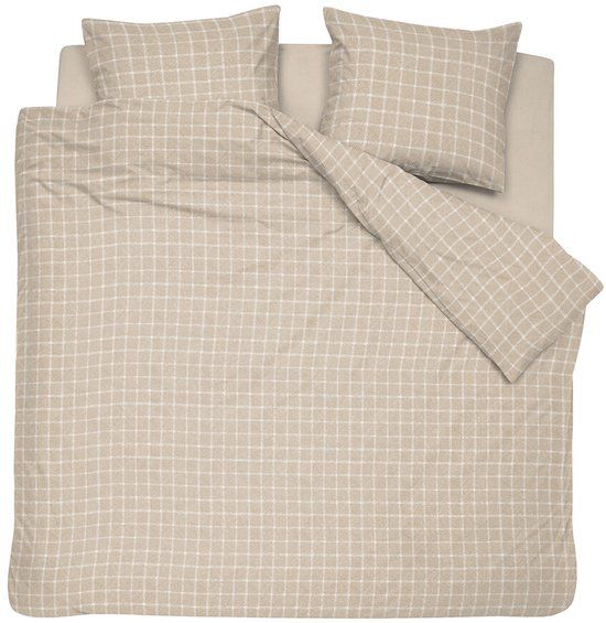 Cinderella Dekbedovertrek Carre Flanel - Naturel - 200x220