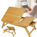 Support d'ordinateur portable - Table de lit pliable - Réglable en hauteur - Avec tiroir - Bois - Rectangulaire - Convient pour lit et canapé