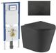 Geberit QeramiQ Dely Toiletset - 36.3x51.7cm - diepspoel - rimless - Geberit UP720 inbouwreservoir - softclose toiletzitting - mat zwarte bedieningsplaat - ronde knoppen - met Burda frame - mat zwart