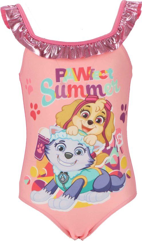 4KidsOnly Paw Patrol Meisjes Badpak - Pawfect Summer - Licht Roze - Maat 122/128